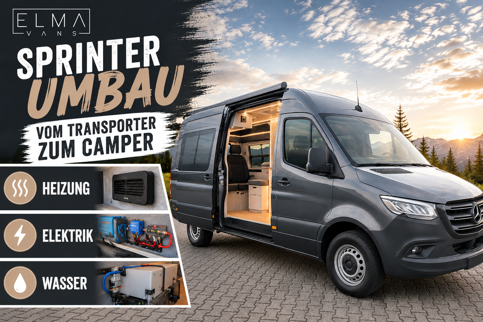 Thumbnail - Sprinter L2H2 Teil-Umbau - Heizung, Elektrik, Wasser - von ElmaVans